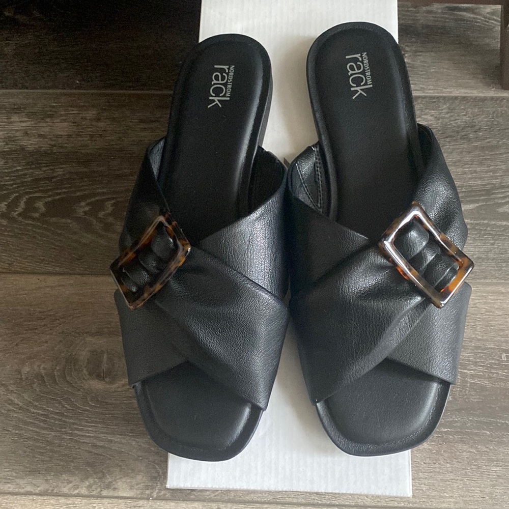 Black Flat Sandals (Nordstrom Rack Brand)